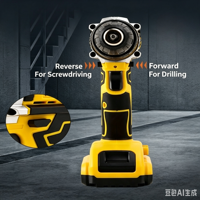 Perceuse sans fil rechargeable avec 2 batteries, mandrin à serrage rapide, couple réglable, chargeur et embouts de perçage pour le travail du bois et les réparations domestiques