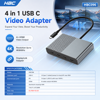 Adaptateur DisplayLink USB C vers Quad HDMI 4K 60Hz, 4 HDMI, séparateur multi-écrans, convertisseur vidéo Type C pour MacBook M1 M2 M3