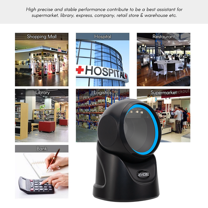 YHD9601D 2D Omnidirectional Qr Code Reader Auto Sensing Desktop