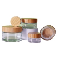 Botol Kosmetik Kaca Silinder Transparan 20ml Custom dengan Tutup Kayu Bambu dan Segel Tarik, Sablon untuk Krim Mata dan Wajah
