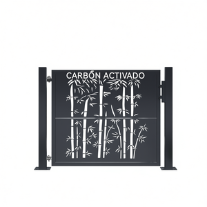 Portail de jardin en acier design bambou 39,4x39,4 Anthracite, battant, commande manuelle, thermolaqué, installation facile - Product Image 1