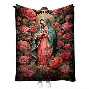 Tùy Chỉnh Trinh Nữ Maria Chăn Christian Kinh Thánh Câu Cầu Nguyện Chữa Bệnh Ném Công Giáo In Sang Trọng Mờ <span class=keywords><strong>Flannel</strong></span> Lông Cừu Chăn - Product Image 5