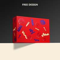 Caja de Regalo Magnética Roja Personalizada con Impresión de Grafiti a Color, Compartimento Dividido, Caja Magnética Plegable para Empaque de Té/Cabello/Belleza