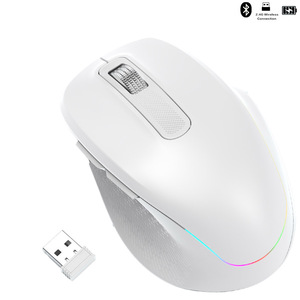 Souris sans fil RGB double périphérique, compatible Bluetooth, rétroéclairée et rechargeable pour ordinateur portable, tablette et MacBook - Product Image 1