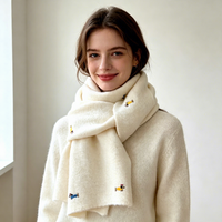 Écharpe d'hiver tricotée 2026 pour femmes et filles, motif mignon de teckel brodé, confortable, chaude et épaisse