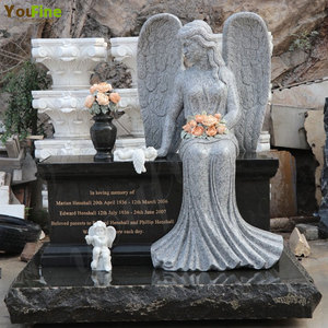 Pierre tombale <span class=keywords><strong>en</strong></span> granit, ange, cœur avec fleurs <span class=keywords><strong>pour</strong></span> <span class=keywords><strong>tombe</strong></span> - Product Image 4