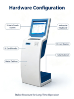 Kiosque de paiement vertical à écran tactile personnalisé ODM 19-22 pouces, distributeur de tickets de commande automatique, machine à numéros de file d'attente, lecteur de codes-barres pour hôpitaux