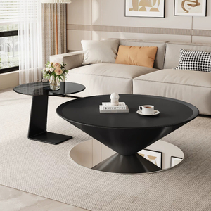 <span class=keywords><strong>Table</strong></span> basse géométrique artistique, <span class=keywords><strong>table</strong></span> cône en métal noir mat avec plateau en verre trempé, <span class=keywords><strong>table</strong></span> d'appoint pour la maison et l'appartement - Product Image 4