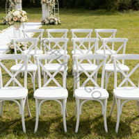 Chaise de banquet empilable en bois rustique blanc moderne pour événement de mariage Bjflamingo Chaise à dossier croisé X
