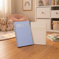 Lot de 2 faux livres en lin avec couverture dorée et rangement dissimulé pour chambre à coucher, étagère, échantillon de pièce, accessoire de photographie