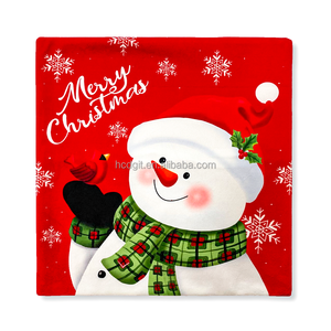 Personalisierte Anpassung Quadratischer Weihnachts-Schneemann Cartoon-Muster 100% Polyester Waschbarer Kissenbezug für Wohnzimmer - Product Image 2