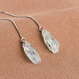 Pendientes de Jade Natural Genuino Grado A - Plata S925 con Jade Tipo Hielo Suave para Mujeres a la Moda - Product Image 3