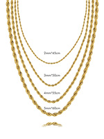 Collier chaîne torsadée 2/3/4/5MM en acier inoxydable plaqué or 18 carats, résistant à la décoloration et à l'eau, unisexe, tendance, géométrique, pour usage quotidien, mode