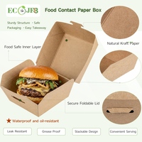 Boîte à hamburger personnalisée en papier écologique à encre de soja, de qualité alimentaire, jetable, avec impression intégrale
