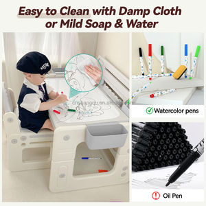 Çocuk ayarlanabilir okul öncesi eğitici oyuncaklar plastik 2 in 1 boyama çocuklar için eğitim masası çizim beyaz tahta masa yürüyor - Product Image 6