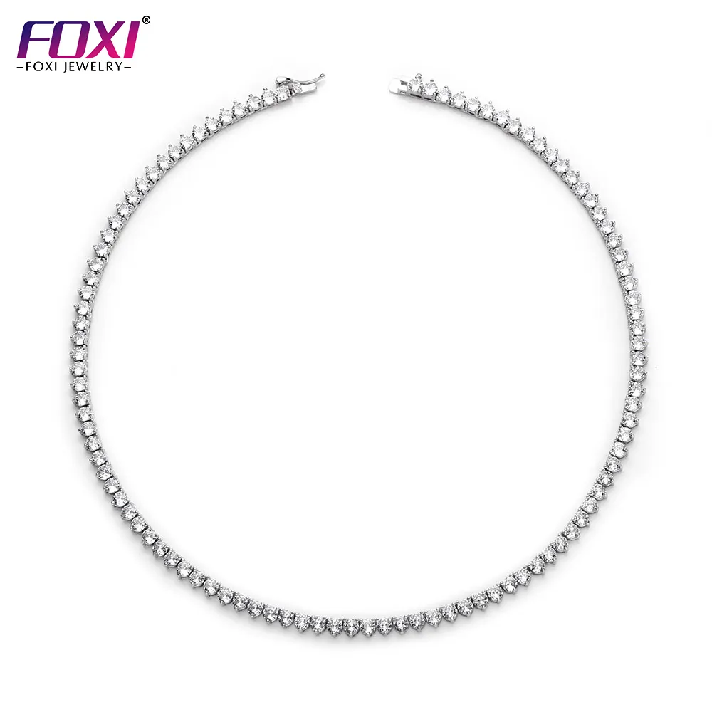 Tarnish Free Wholesale Hip Hop Jewelry Fashion Iced Out 18K Gold Silver Plated Zircon Diamond Bling Tennis Chain CZ Necklace
