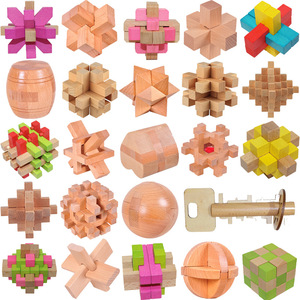 Rompecabezas de madera de haya, rompecabezas Burr, rompecabezas 3D hechos a <span class=keywords><strong>mano</strong></span>, juegos de ingenio, juguetes educativos intelectuales para niños y adultos - Product Image 1