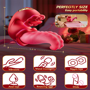 Massaggiatore 3-in-1 per capezzoli, vagina e sesso orale, 10 modalità di vibrazione, vibratore a forma di rosa con lingua leccante, impermeabile IPX7, telecomando per donne - Product Image 6