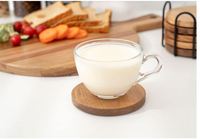Ensemble personnalisé de 6 sous-verres en bois d'acacia Table basse Table à manger bureau rond sublimation sous-verres en bois pour boissons avec support