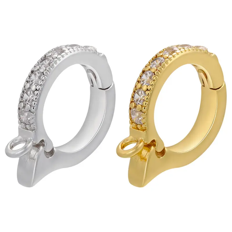 Gaya sederhana mode berlapis emas 18k diy perhiasan membuat tembaga zirkon jimat lobster-cakar gesper untuk Aksesori kalung