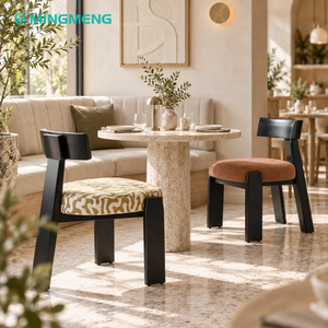 Custom Restaurant Furniture <b>Round</b> Terrazzo Dining <b>Table</b> And Unique Backrest Wood Dining <b>Chair</b> Set - Product Image 5