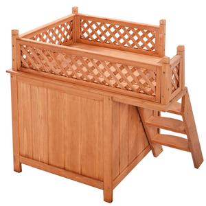 Rumah anjing pondok luar ruangan untuk hewan peliharaan kecil dan sedang, rumah anjing atau kucing tahan air warna asli kayu - Product Image 2