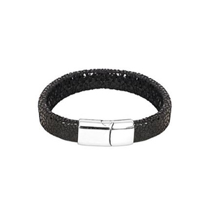 Wholesale Calf Fur Leather <b>Men</b> <b>Silver</b> Jewelry Stainless Steel Bracelet - Product Image 1