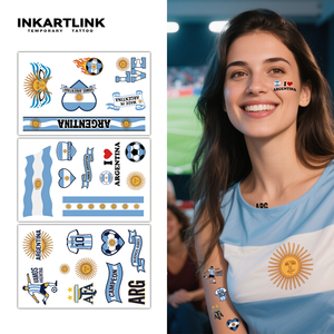 Tatouages de football <span class=keywords><strong>Coupe</strong></span> <span class=keywords><strong>du</strong></span> <span class=keywords><strong>Monde</strong></span> 2026 Argentine pour les fans – Autocollants faciaux pour le jour <span class=keywords><strong>du</strong></span> match, imperméables, art corporel temporaire pour enfants et adultes, fournitures de fête - Product Image 1