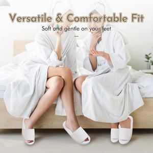 Chaussons jetables de luxe pour hôtel, personnalisables avec logo OEM, en polaire corail, semelle EVA souple, recyclables et lavables - Product Image 4