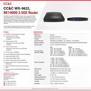 เราเตอร์ CC&C WX-9622 รุ่นเรือธง BE14000 รองรับ WiFi 7 แบบไตรแบนด์ พร้อมระบบเครือข่ายมัลติ-กิก 2.5GbE - Product Image 5