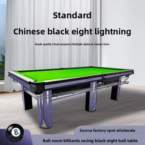 Mesa de billar de madera maciza modelo Eight Lightning con retorno automático, estándar de Club comercial, diseño negro, cojines de lana, - Product Image 2