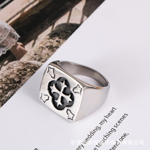 Men's <b>Titanium</b> Steel <b>Ring</b> Cross Pattern SA563 Gift Jewelry - Product Image 1