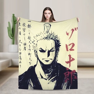 Plaid en polaire corail <span class=keywords><strong>Zoro</strong></span> Bow Wano <span class=keywords><strong>Wanted</strong></span> Paper As Zorojuro, couverture Roronoa pour lit, voiture, chambre, couette, dérivés d'anime - Product Image 1