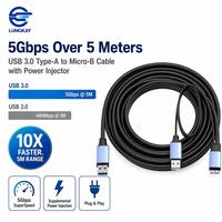Cable USB 3.0 Tipo-A a Micro-B LUNG KAY OEM, 5Gbps SuperSpeed, 5M, Blindado, con Inyector de Energía para Disco Duro Externo y Cámara