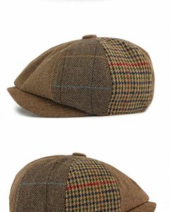 Gorra Newsboy a Rayas para Hombre y Mujer, Estilo Retro Otoño Invierno, Boina a Cuadros - Product Image 4