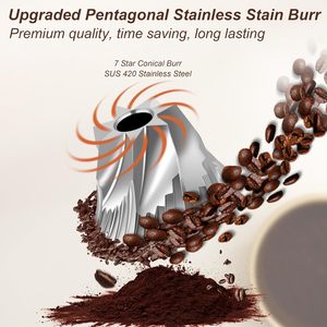 เครื่องบดกาแฟมือหมุนขนาดเล็ก 10 ระดับ รุ่น SS Burr 60 Levels ปรับระดับได้ภายนอก ผลิตจากอลูมิเนียมอัลลอย 420 พกพาสะดวก - Product Image 3
