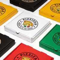 Boîte à pizza carrée personnalisée en usine, emballage alimentaire jetable avec logo coloré