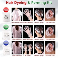Kit de coloration capillaire jetable 4 pièces : cape, gants, bonnet de douche et protège-oreilles pour salon et usage domestique