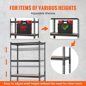 DB Wholesale 5-Tier Adjustable Heavy Duty Garage <b>Shelves</b> 2000 Lbs Capacity <b>Metal</b> Organizer Utility Rack for Office Space <b>Storage</b> - Product Image 6