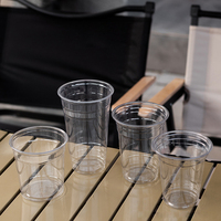 Gobelets en plastique transparents jetables pour boissons froides à emporter, avec logo personnalisé imprimé, 20 oz, en PET, avec couvercles plats, en stock, gobelets en plastique PET