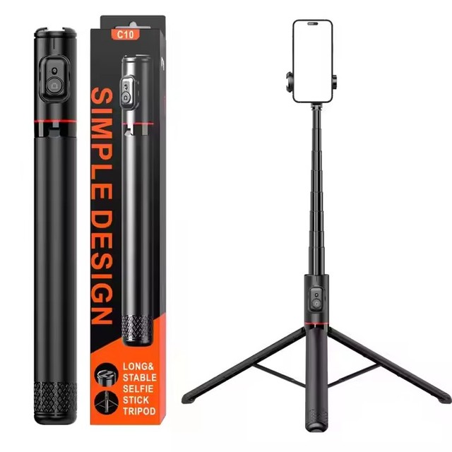 Hot C10 1.83M Rechargebal Mobile Phone 3 in 1 Interpreted Selfie Stick Tripod Car for Vlog