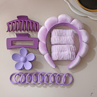 Kit d'accessoires capillaires 16-en-1 en gros : Bandeau rembourré pour volume, Grande pince à cheveux, Pince fleurie, Élastiques pour soins de la peau et maquillage