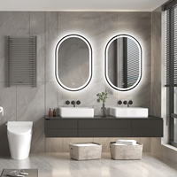 Miroir intelligent certifié CE, miroir de salle de bain en capsule, miroir de salle de bain intelligent pour hôtel avec cadre métallique anti-buée, miroir LED avec interrupteur tactile