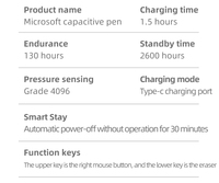 Stylet de Surface à rejet de paume de pression 4096 Rechargeable pour Microsoft Surface pro x/go 3/book/tablette portable
