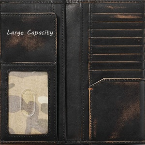 Portefeuille long en cuir pleine fleur de haute qualité pour chasseurs de cerfs, grande capacité, vintage, antivol, pour hommes - Product Image 5