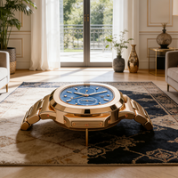 Table basse au design créatif de montre-bracelet, banc à thé circulaire en fibre de verre robuste, mobilier de réception de salon original