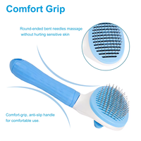 Brosse démêlante auto-nettoyante incurvée pour animaux de compagnie, peigne anti-puces en acier inoxydable pour chiens et chats, brosse à poils pour animaux