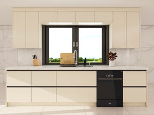 Gabinete de Cocina Beige de Alta Calidad con Encimera, Puerta de Vidrio y Textura Suave - Product Image 2