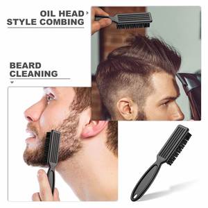 Custom Logo Neck Duster Brush Gold Plating Handle Nylon Bristle Fade Brush Salon Barber <b>Beard</b> Styling Brush for Men - Product Image 3