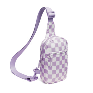 Petit sac à bandoulière en treillis personnalisé à bandoulière réglable Mini sac à bandoulière unisexe avec bandoulière pour la poitrine - Product Image 3